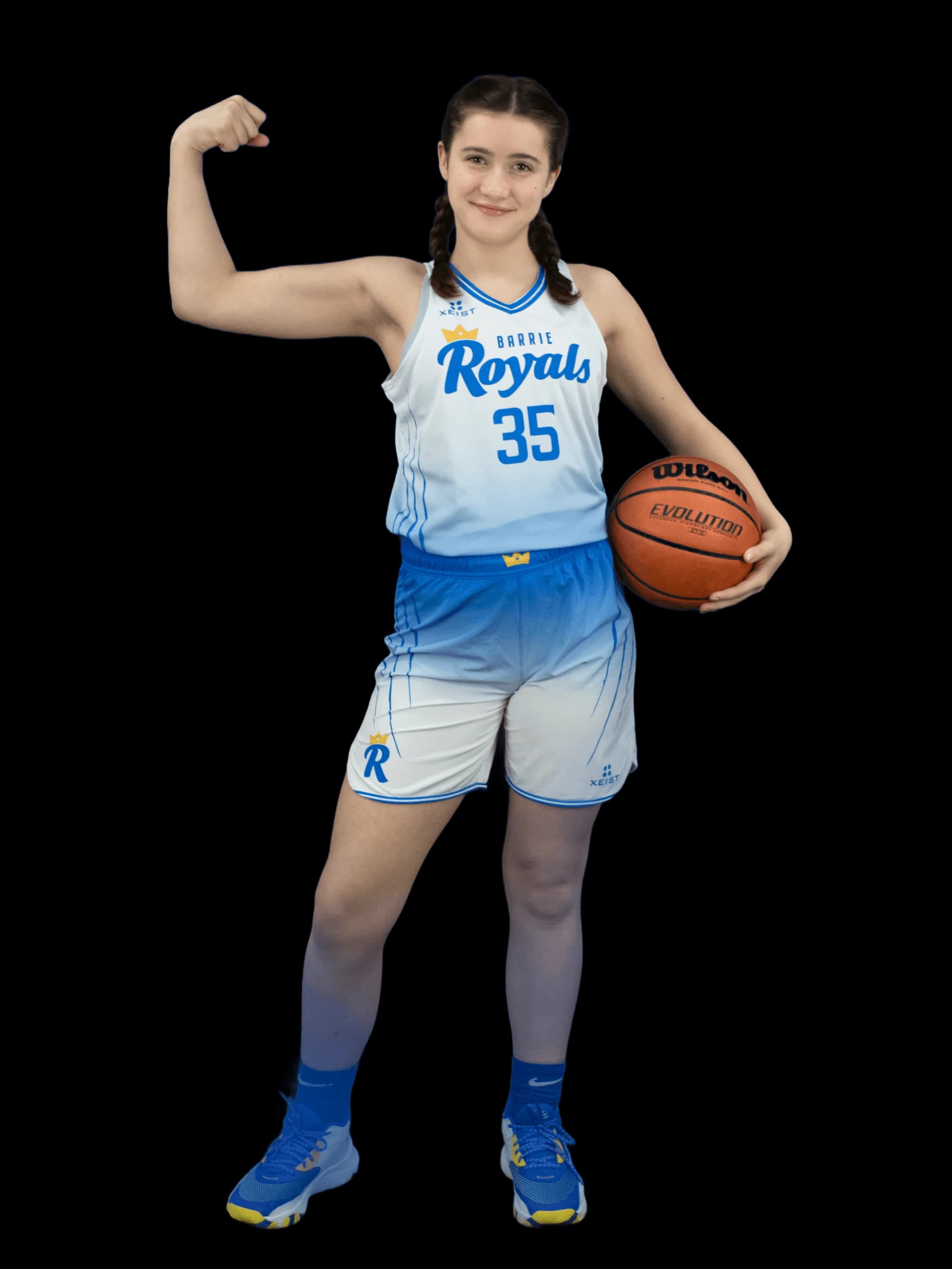 Addie Moggach flexing with basketball